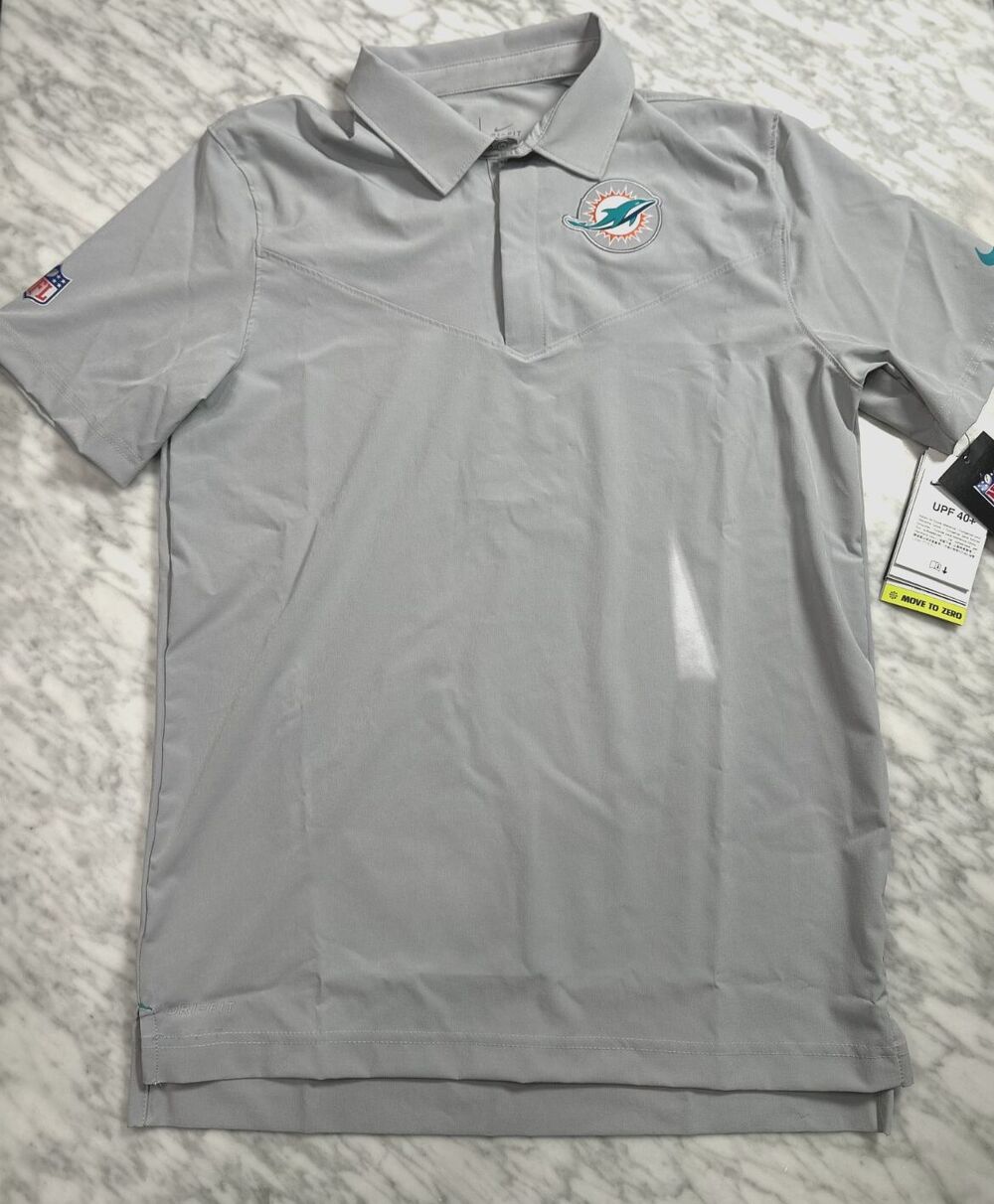 Nike NFL Miami Dolphins NFL On Field Dri-Fit Polo Men Small Gray CW8358 007 NEW